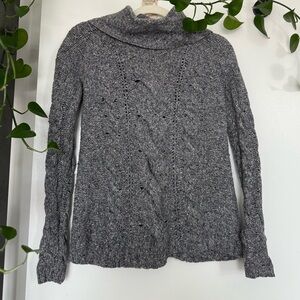 GAP Charcoal Women's Cowl Neck Sweater Open Knit Wool and Cotton Blend